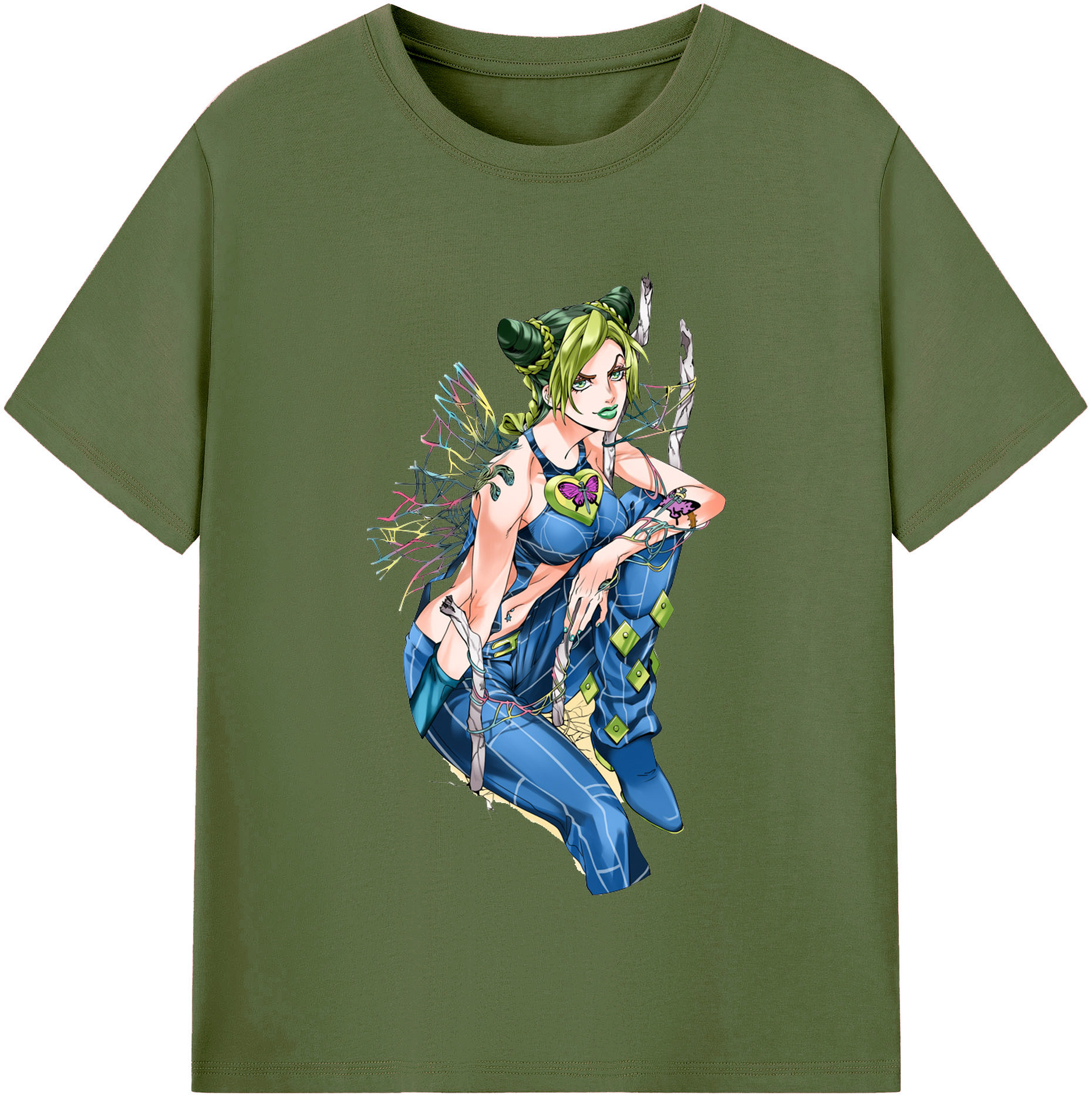 （画像用） "ジョジョの奇妙な冒険 くうじょう ジョリーン JoJo's Bizarre Adventure Jolyne Cujoh " 綿100％半袖Tシャツ（フロントプリント）